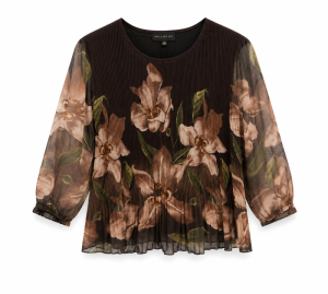 PLEATED BLOUSE LS MULTI